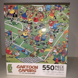 CEACO Cartoon Capers Jan Van Haasteren 550 Jigsaw Puzzle Soccer Football Sealed - Picture 1 of 7