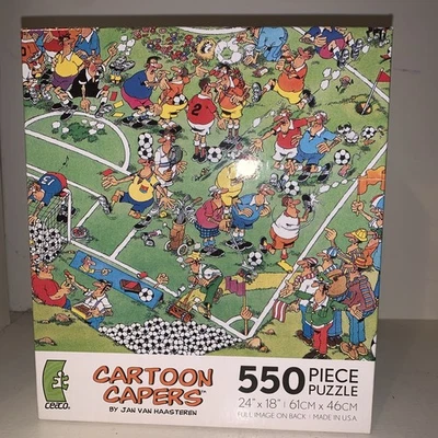 CEACO Cartoon Capers Jan Van Haasteren 550 Jigsaw Puzzle Soccer Football Sealed - Image 1 of 4
