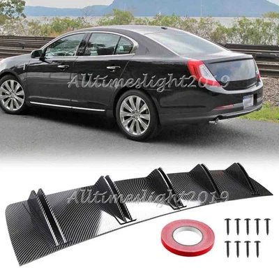 For Lincoln MKZ MKS Rear Diffuser Bumper Spoiler Splitter 5 Fins Carbon Fiber - Image 1 of 4