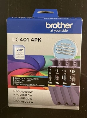 Genuine Brother LC401 4 Pack Ink Cartridges Black Cyan Magenta Yellow LC4014PKS - Image 1 of 4