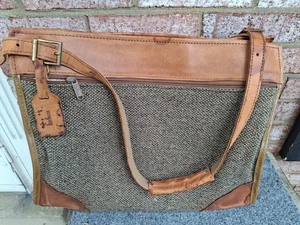 Borsa vintage Hartmann borsa bagaglio a mano durante la notte Weekender tweed/pelle 16,5"L - Foto 1 di 23