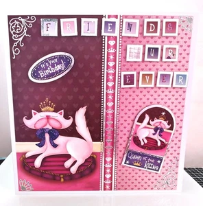 Luxury Handmade Birthday Card For Friend | Friends Furever | 3D Cat Greeting Ca - Picture 1 of 3
