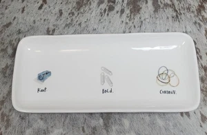Rae Dunn KEEP HOLD CONTAIN Large Tray Home Office Ceramic 12.75" x 5.75" - Picture 1 of 2