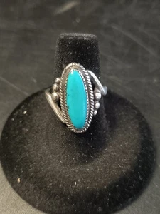 Anello in argento sterling 925 vintage firmato turchese nativi americani misura 6,5 5,2 g - Foto 1 di 8