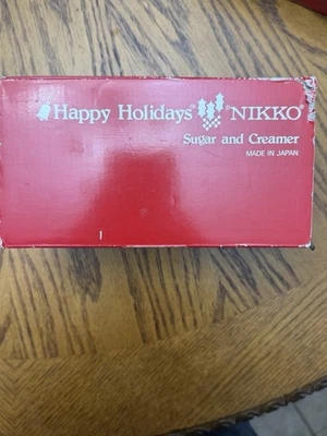 NUEVO Vintage Nikko Felices Fiestas Árbol de Navidad Crema y Azúcar Cuenco JAPÓN Foto 1 de 4