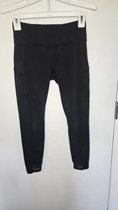 Iviva By Lululemon Girls Black Mesh Leggings With Pockets Size 12 - Picture 1 of 7