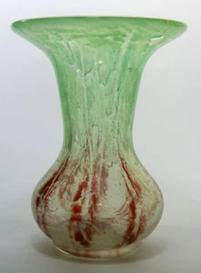 German Glass Vase WMF Ikora Vintage 1930's Art Nouveau Hand Blown Vase Green Red - Picture 1 of 6