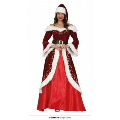 COSTUME MAMMA NATALE CARNEVALE VESTITO GUIRCA ADULTA BABBO NATAL DONNA CHRISTMAS