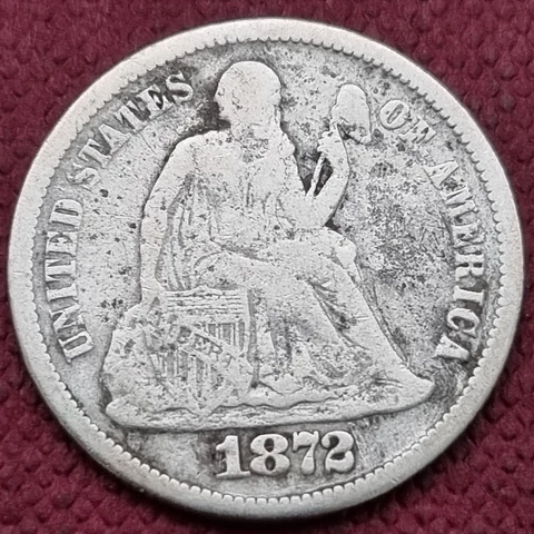 1872 Seated Liberty Dime 10c Better Grade #57601 Cover