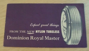 Vintage 50er Jahre Automobil Reifen WERBUNG Heft ~ "DOMINION ROYAL MASTER" ~ (J) - Bild 1 von 10