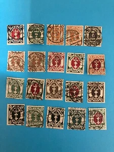 Lot Of 20 Germany Danzig Used Stamps 1921 Coat of Arms 64-72 - Foto 1 di 2