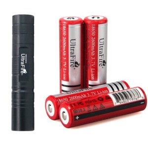 UltraFire Mini  Flashlight with 4PCS  3.7v 18650 2600mAh Rechargeable Battery