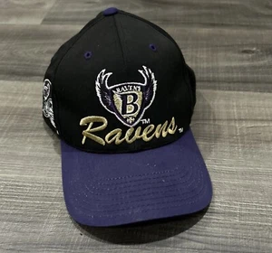 Vintage Baltimore Ravens 1996 Banned NFL Logo Script Adjustable Snapback Cap Hat - Picture 1 of 9