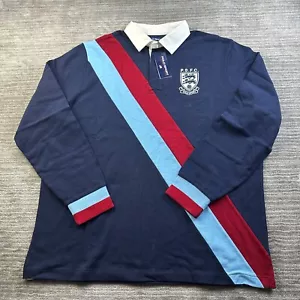Polo Ralph Lauren Rugby Shirt Mens Extra Large Blue Banner Sash Crest FC Sport - Picture 1 of 7