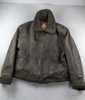 Chaqueta de cuero de oveja Wilsons Adventure de colección años 90 talla XL Sherpa aislada Foto 1 de 4