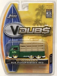 JADA VDUBS 1963 VOLKSWAGEN VW BUS PICKUP TRUCK W/STAKE BED GREEN 1:64 W3 @264 - Picture 1 of 5