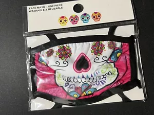Dia De Los Muertos Skull Fashion Face Mask Washable Reusable Day of the Dead - Picture 1 of 4