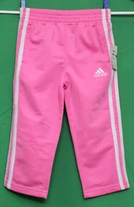 Adidas *NEW* Toddler Girl 2T Pink Athletic Pants w/ White Stripes Elastic Waist - Picture 1 of 4
