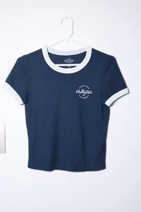 S Hollister Co marineblau schmales T-Shirt - Bild 1 von 6