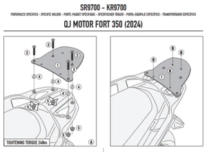 KAPPA Attacco Posteriore Per Piastra Bauletto Per QJ Motor Fort 350 2024 - Foto 1 di 4