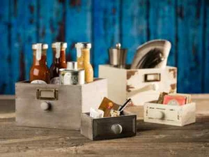 Holzkiste VINTAGE Aufbewahrung mit Knauf stapelbar 2 Größen 2 Farben Gastlando - Bild 1 von 13