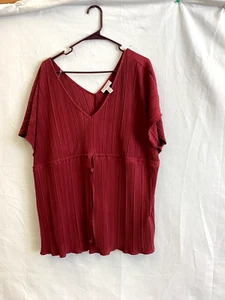 Isabel Maternity by Ingrid & Isabel Crinkled red Shirt Flounce v neck Womens XL - Picture 1 of 8