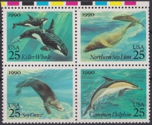 F-EX25629 GUERNSEY UK MNH 1990 ENDANGERED MARINE WILDLIFE DOLPHIN WHALE OTTER - Picture 1 of 1