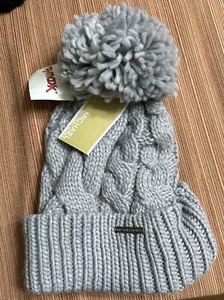 Michael Kors Light Gray Pom Pom Beanie Knit Cable Ribbed Women's Hat ($48) - Picture 1 of 4