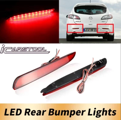 Red Lens LED Bumper Reflector Tail Brake Stop Light For 2010-13 Mazda 3 Axela BL - Image 1 of 4