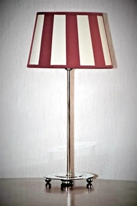 Lámpara de mesa/chimenea, ventana, níquel cromado, burdeos/crema - Imagen 1 de 2