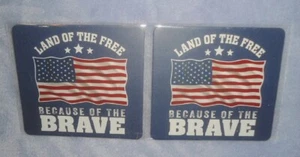 VFW Veterans Home of the Free BecauseBrave 125th Anniverasary FLAG 2 Coaster Set - Picture 1 of 2