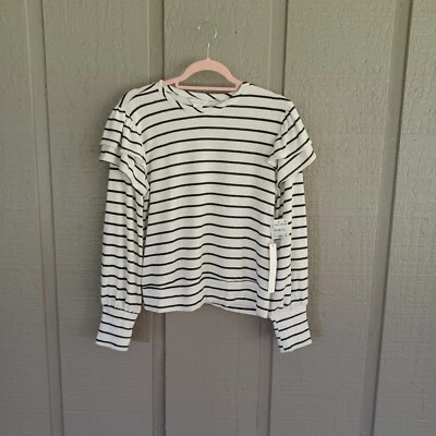 Sudadera Caslon a Rayas Volantes Hombro Top Talla M Mujer Preppy Manga Larga Foto 1 de 4