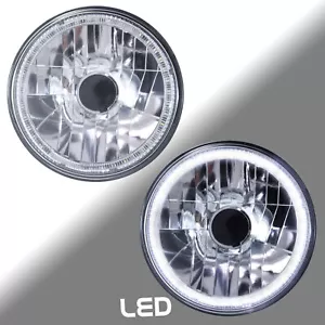 2x Angel Eye 7" Headlights headlamp RHD H4 for Classic Car LED Ring - Picture 1 of 14