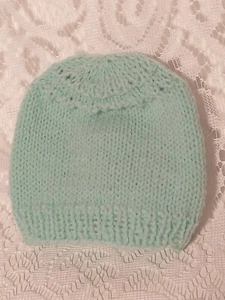 Sombrero de bebé tejido a mano con hilo deportivo para bebé tejido color verde claro tblbf1 - Imagen 1 de 12