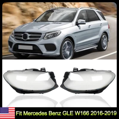 Pair Headlight Headlamp Lens Cover Clear For Mercedes Benz GLE W166 2016-2019 Foto 1 de 4