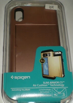 Dual Layer Hybrid Credit Card Hard Case for Apple iPhone X/XS, Gold & Black, New - Image 1 of 2