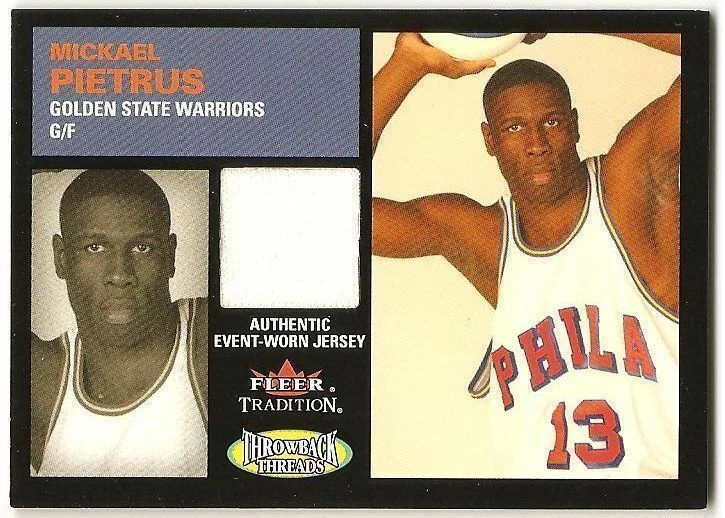2003-04 FLEER TRADITION THROWBACK THREADS MICKAEL PIETRUS WARRIORS JERSEY RC - Image 1 of 1