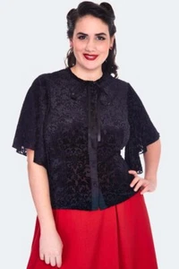 Devore Retro Flutter Sleeve Vintage Style Blouse - Picture 1 of 5