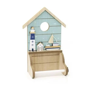 Wall Mounted Wooden Nautical Bathroom Toilet Roll Holder Nautical Bathroom Decor - Picture 1 of 5