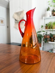 Vintage Blenko Handmade Glass 976 Pitcher in Tangerine Winslow Anderson Design - Picture 1 of 4