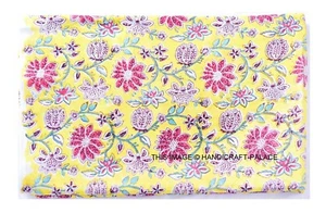 New Indian Hand Block Cotton 100% Print Handmade Fabric Floral Sanganeri Fabric - Picture 1 of 3