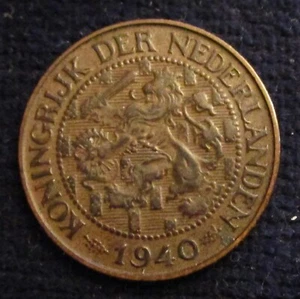 NETHERLANDS, WILHELMINA, 1 CENT 1940, GVF. - Picture 1 of 2