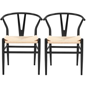 Juego de 2 Sillas de Comedor con Asiento Trenzada Marco Metal 54,5 x 57 x 73 cm - Imagen 1 de 12