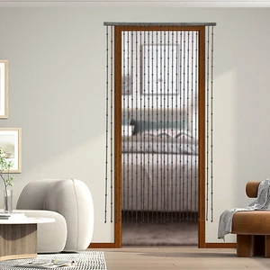 Cuentas de cortina de puerta negras de madera natural, cortinas de cuentas de puerta de decoración de puerta de entrada - Imagen 1 de 16
