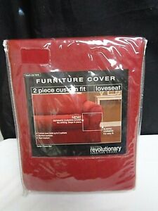 NIP Maytex Revolutionary red Suede 2-Piece custom fit Loveseat Furniture Cover 