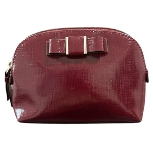 Coach Darcy kleine Leder Kosmetiktasche mit Reißverschluss burgunderrot mit Schleife neu ohne Etikett - Bild 1 von 8