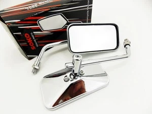 UNIVERSAL HONDA YAMAHA KAWASAKI SUZUKI CHROME RECTANGULAR SOKO REAR VIEW MIRRORS - Picture 1 of 4