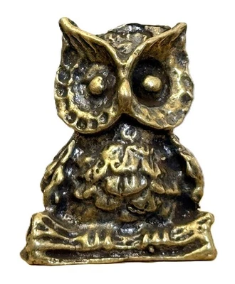 Mini Estatuilla de Búho Pequeña Estatuilla de Animal de Latón Miniatura Estatua Bolsillo Dije Regalo Foto 1 de 4