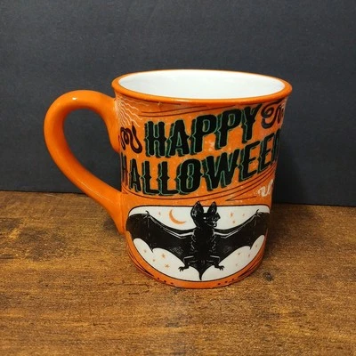 NUEVO Grande Naranja Feliz Halloween Con Murciélagos, Serpientes, Luna y Estrellas Foto 1 de 4