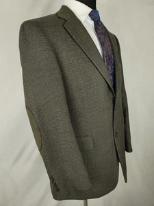 Stafford Men's 42R Brown Sport Coat Blazer Wool 2Bttn Jacket Suede Elbow Patches - Picture 1 of 16